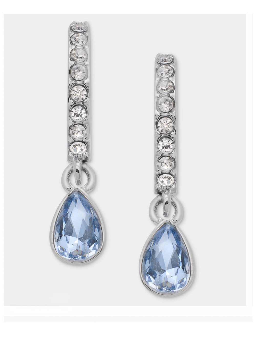 Givenchy Silver-Tone Blue Teardrop Crystal Drop Earrings NWT